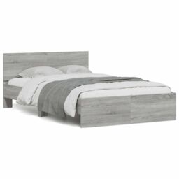 Berkfield Home Bed Frame with Headboard & LED Grey Sonoma 120x190 cm Small Double - thumbnail 1