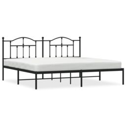 Berkfield Home Metal Bed Frame with Headboard Black 193x203 cm - thumbnail 2