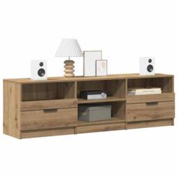 Berkfield Home TV Cabinet Artisan Oak 150x33.5x45 cm Engineered Wood in Brown - thumbnail 3