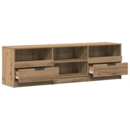 Berkfield Home TV Cabinet Artisan Oak 150x33.5x45 cm Engineered Wood in Brown - thumbnail 4