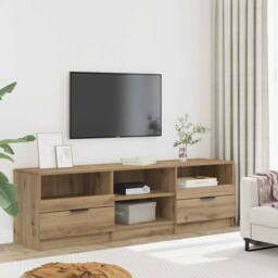 Berkfield Home TV Cabinet Artisan Oak 150x33.5x45 cm Engineered Wood in Brown - thumbnail 2