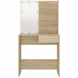 Berkfield Home Dressing Table with LED Sonoma Oak 74.5x40x141 cm Engineered Wood in Brown - thumbnail 5