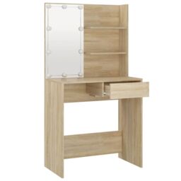 Berkfield Home Dressing Table with LED Sonoma Oak 74.5x40x141 cm Engineered Wood in Brown - thumbnail 4