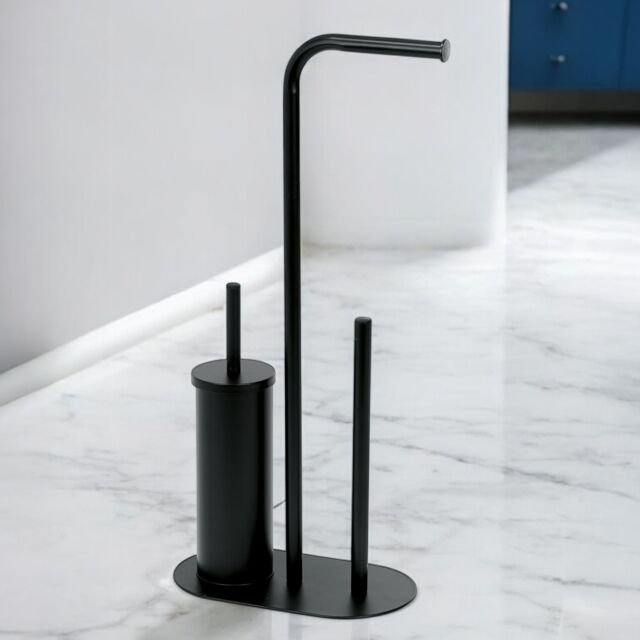 Showerdrape Aspen Black 3 in 1 Toilet Roll & Brush Combo - image 1