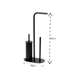 Showerdrape Aspen Black 3 in 1 Toilet Roll & Brush Combo - thumbnail 2