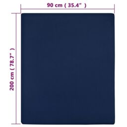 Berkfield Home Jersey Fitted Sheet Navy Blue 90x200 cm Cotton - thumbnail 4