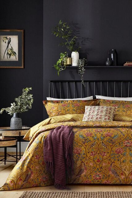 Morris & Co 'Seasons By May' Cotton Percale Duvet Cover Set in Mustard - Size: Super King - image 1