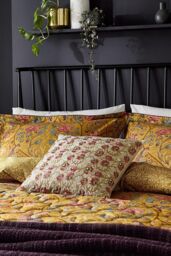 Morris & Co 'Seasons By May' Cotton Percale Duvet Cover Set in Mustard - Size: Super King - thumbnail 2