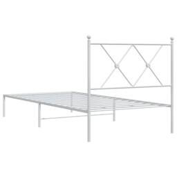 Berkfield Home Metal Bed Frame without Mattress with Headboard White 90x200cm - Size: 90x200 cm - thumbnail 6
