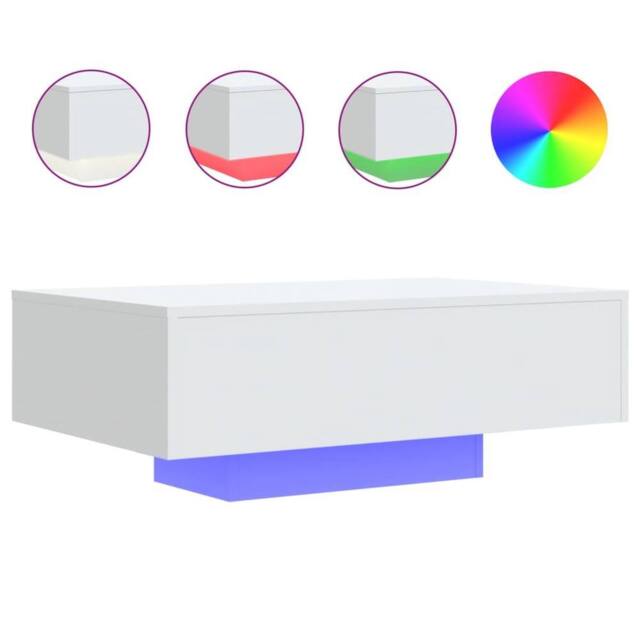 Berkfield Home Coffee Table with LED Lights White 85x55x31 cm - Size: 85 x 55 x 31 cm - image 1