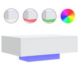Berkfield Home Coffee Table with LED Lights White 85x55x31 cm - Size: 85 x 55 x 31 cm - thumbnail 1