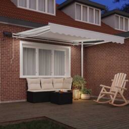 Berkfield Home Manual Retractable Awning with LED White 300x250 cm - thumbnail 3