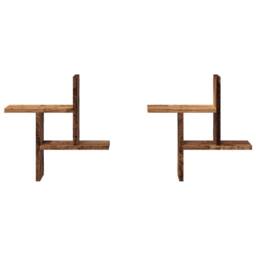 Berkfield Home Durable Wall Shelves 2 pcs Old Wood 38x12x38 cm Engineered Wood in Brown - Size: 38 x 12 x 38 cm - thumbnail 4