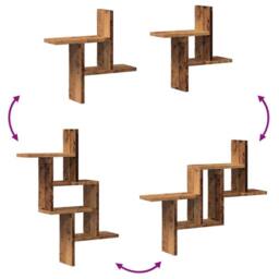 Berkfield Home Durable Wall Shelves 2 pcs Old Wood 38x12x38 cm Engineered Wood in Brown - Size: 38 x 12 x 38 cm - thumbnail 7