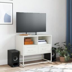 Berkfield Home TV Cabinet White 68x39x60.5 cm Steel - thumbnail 3