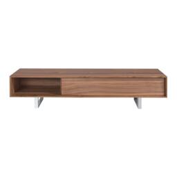 Angel Cerda Walnut TV Stand with Chromed Steel Legs 180x44x39 cm in Brown - Size: 180 x 44 x 39 cm - thumbnail 2