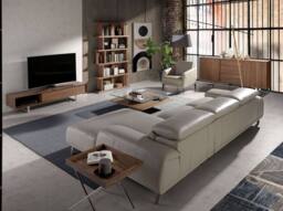 Angel Cerda Walnut TV Stand with Chromed Steel Legs 180x44x39 cm in Brown - Size: 180 x 44 x 39 cm - thumbnail 4