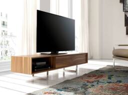 Angel Cerda Walnut TV Stand with Chromed Steel Legs 180x44x39 cm in Brown - Size: 180 x 44 x 39 cm - thumbnail 5