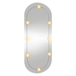 Berkfield Home Wall Mirror with LED Lights 25x60 cm Glass Oval in Silver - thumbnail 4