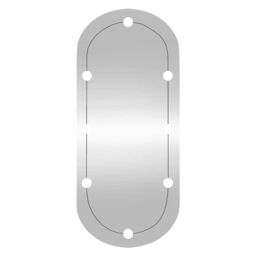 Berkfield Home Wall Mirror with LED Lights 25x60 cm Glass Oval in Silver - thumbnail 5