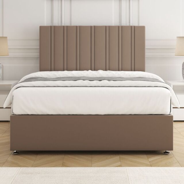 "BSSPOKE Sienna Plush Velvet Divan Bed Set 24""Headboard & Mattress No Drawers in Bronze - Size: Single" - image 1