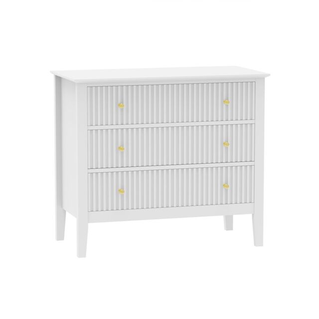 Melody Maison 3 Drawer Chest Of Drawers & Pair Of Bedside Tables - Hales White Range - image 1