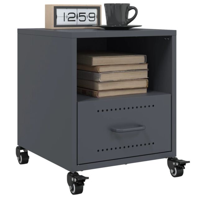 Berkfield Home Bedside Cabinets 2 pcs Anthracite 36x39x43.5 cm Steel in Black - image 1