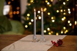 Marco Paul Pack of 2 Glass 7cm Taper Candle Stick Holder Table Centre Piece in Clear - thumbnail 1