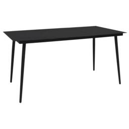 Berkfield Home Modern Garden Dining Table Black 150x80x74 cm Steel & Glass - Size: 150 x 80 x 74 cm - thumbnail 2