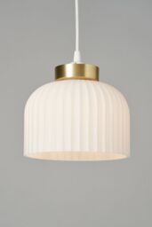BHS Lighting Binita Ribbed Glass Easy Fit Light Shade in Metallic Gold - thumbnail 1