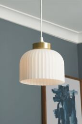 BHS Lighting Binita Ribbed Glass Easy Fit Light Shade in Metallic Gold - thumbnail 4