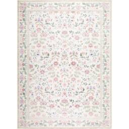 Livabliss Thistle-Washable White Pink Green Blue Modern Floral Living Dining Rug in Light Pink - Size: 200 cm x 275 cm - thumbnail 2