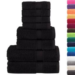 Berkfield Home 8 Piece Premium Towel Set SOLUND Black 600 gsm - thumbnail 1
