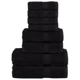 Berkfield Home 8 Piece Premium Towel Set SOLUND Black 600 gsm - thumbnail 2