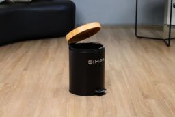 simpa 5L Soft-Closing Pedal Dustbin with Bamboo Lid in Black - thumbnail 2