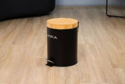 simpa 5L Soft-Closing Pedal Dustbin with Bamboo Lid in Black - thumbnail 4