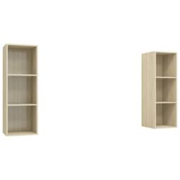 Berkfield Home Practical Wall-mounted TV Cabinets 2 pcs Sonoma Oak Engineered Wood in Light Tan - thumbnail 3