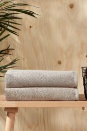 CHRISTY 'Brixton' Luxury Textured 100% Cotton Towels in Stone - Size: Bath Sheet - thumbnail 4