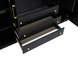 Vente-unique Wardrobe With 4 Doors & 3 Drawers - With Mirrors - W196 Cm - Black - thumbnail 7
