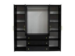 Vente-unique Wardrobe With 4 Doors & 3 Drawers - With Mirrors - W196 Cm - Black - thumbnail 6