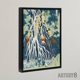 "Artery8 Mist Waterfall At Mount Kurokami Framed Canvas Wall Art Print Hokusai in Green - Size: W12"" x H16""" - thumbnail 2