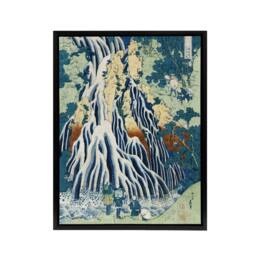 "Artery8 Mist Waterfall At Mount Kurokami Framed Canvas Wall Art Print Hokusai in Green - Size: W12"" x H16""" - thumbnail 1