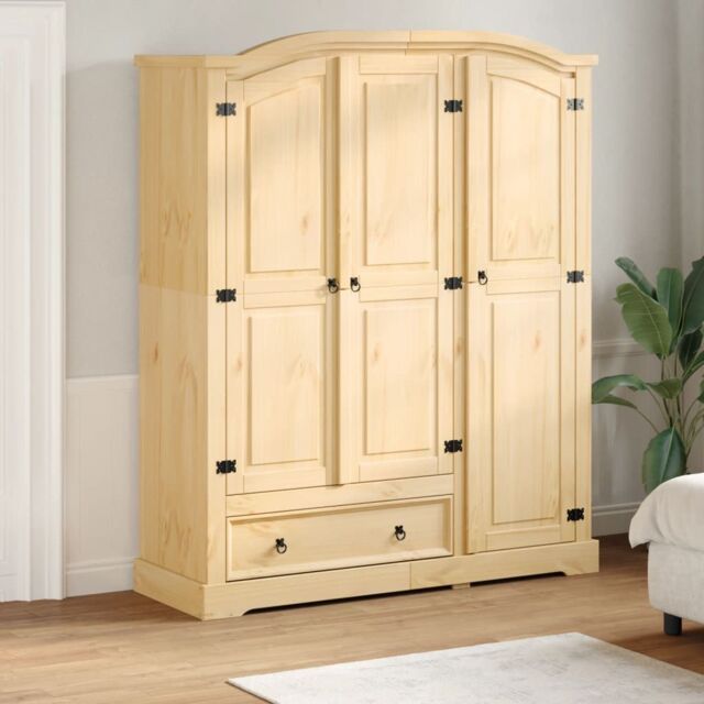Berkfield Home Wardrobe Corona 151.5x52x186 cm Solid Wood Pine in Brown - image 1