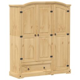 Berkfield Home Wardrobe Corona 151.5x52x186 cm Solid Wood Pine in Brown - thumbnail 2
