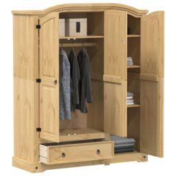 Berkfield Home Wardrobe Corona 151.5x52x186 cm Solid Wood Pine in Brown - thumbnail 3