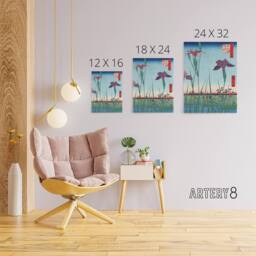 "Artery8 Horikiri Iris Garden 1857 Canvas Wall Art Print Utagawa Hiroshige in Green - Size: W18"" x H24""" - thumbnail 4
