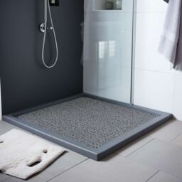 Nicoman Anti Slip PVC Loofah Shower Mat Anti Mould Washable Bath Mat - Square 60x60cm in Grey - Size: 60x60 cm - thumbnail 1