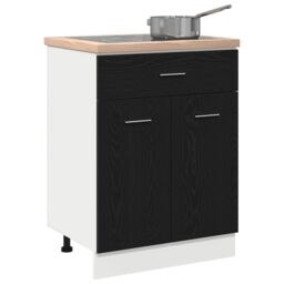 Berkfield Home Black Oak Drawer Base Cabinet - 60x46x81.5 cm Made from Engineered Wood - thumbnail 3