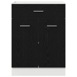 Berkfield Home Black Oak Drawer Base Cabinet - 60x46x81.5 cm Made from Engineered Wood - thumbnail 6