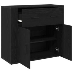Berkfield Home Sideboard Black Oak 80x33x70 cm Engineered Wood - Size: 80 x 33 x 70 cm - thumbnail 5